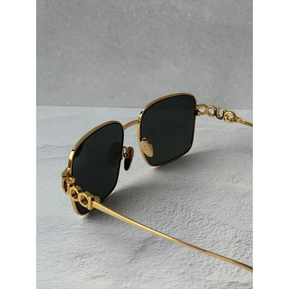NEW Gucci GG1937S Gold Square Grey Lens Sunglasses $710